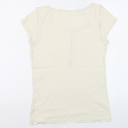 GAP Women’s Beige Short Sleeve Scoop Neck Button T-Shirt Size M