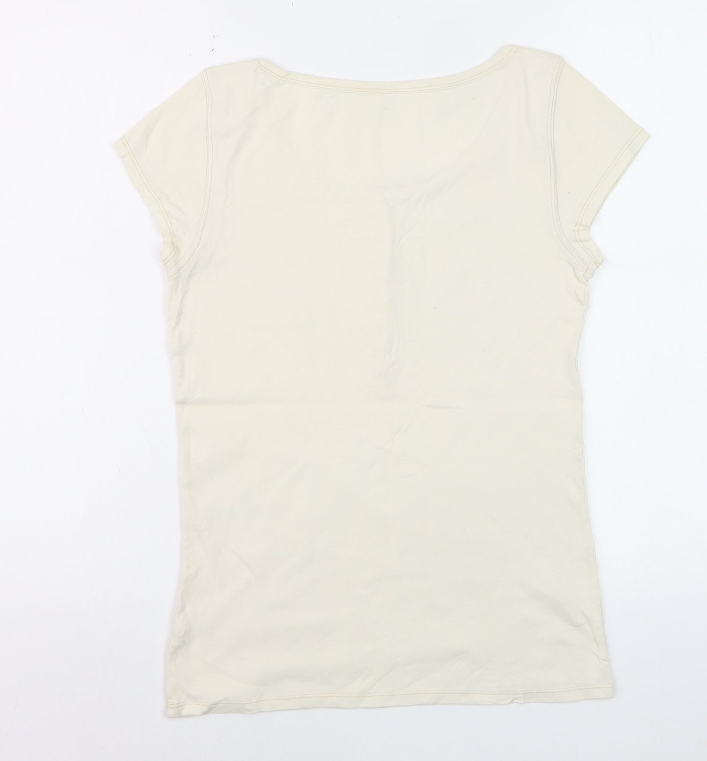 GAP Women’s Beige Short Sleeve Scoop Neck Button T-Shirt Size M
