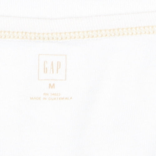 GAP Women’s Beige Short Sleeve Scoop Neck Button T-Shirt Size M