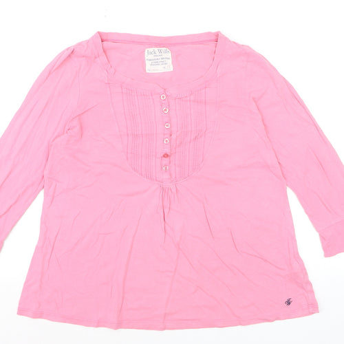 Jack Wills Women’s Pink 3/4 Sleeve Tunic Blouse Size 12 Cotton