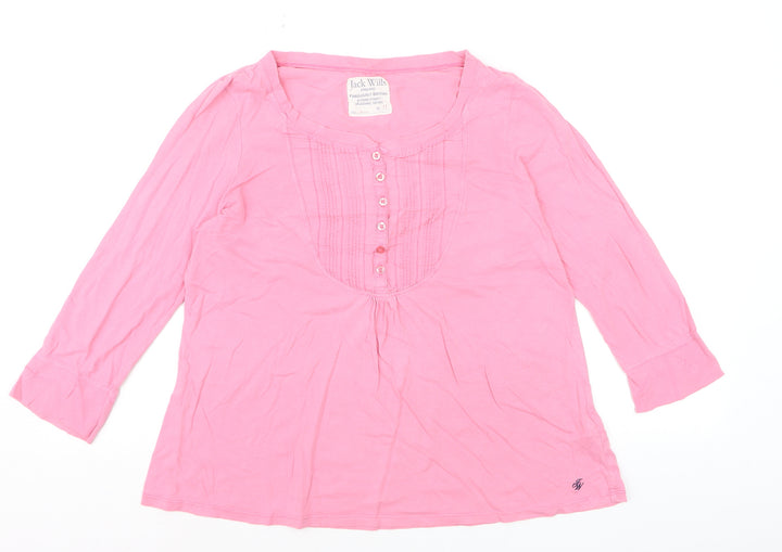 Jack Wills Women’s Pink 3/4 Sleeve Tunic Blouse Size 12 Cotton