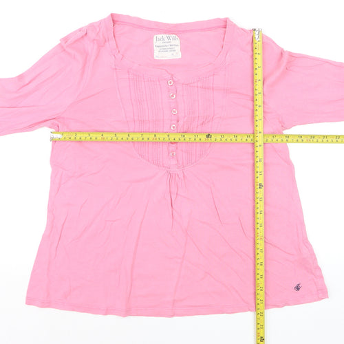 Jack Wills Women’s Pink 3/4 Sleeve Tunic Blouse Size 12 Cotton