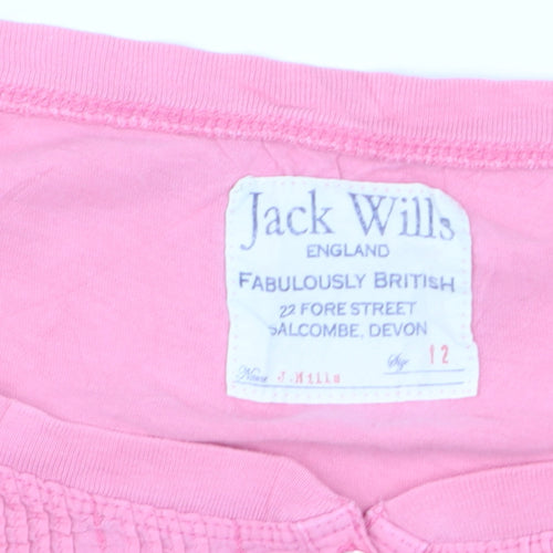 Jack Wills Women’s Pink 3/4 Sleeve Tunic Blouse Size 12 Cotton