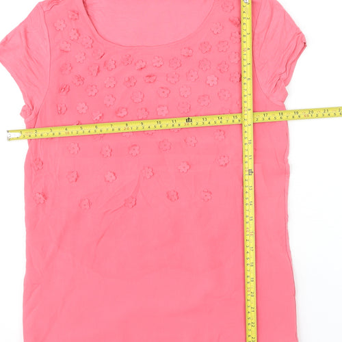 Laura Ashley Women's Pink Floral Embellished T-Shirt UK 10