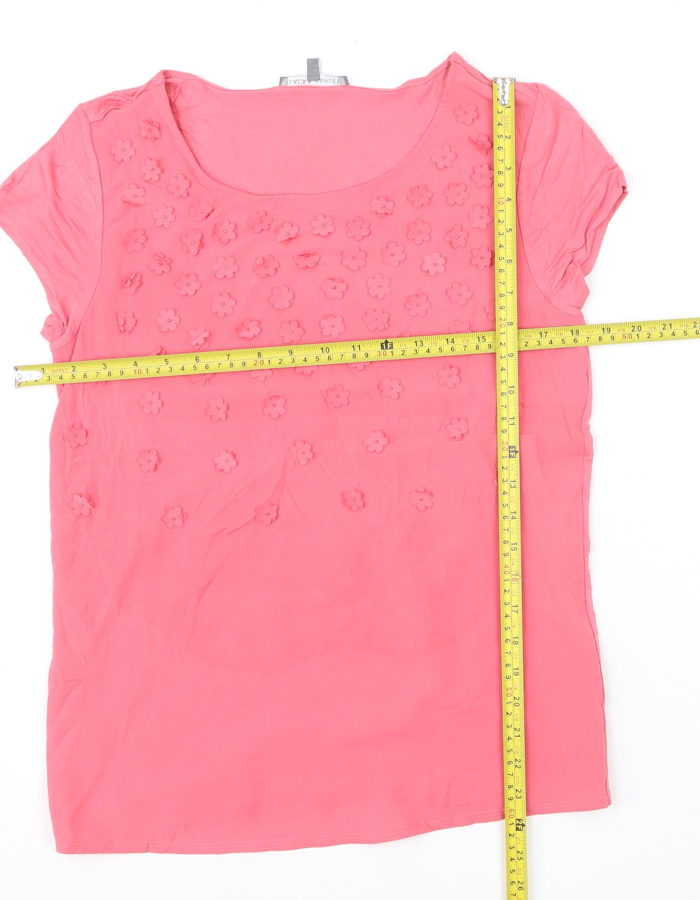 Laura Ashley Women's Pink Floral Embellished T-Shirt UK 10