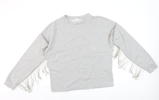 H&M Women’s Grey Fringe Pullover Jumper Size S