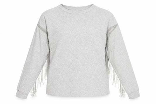 Front view of H&M Women’s Grey Fringe jumper, size S