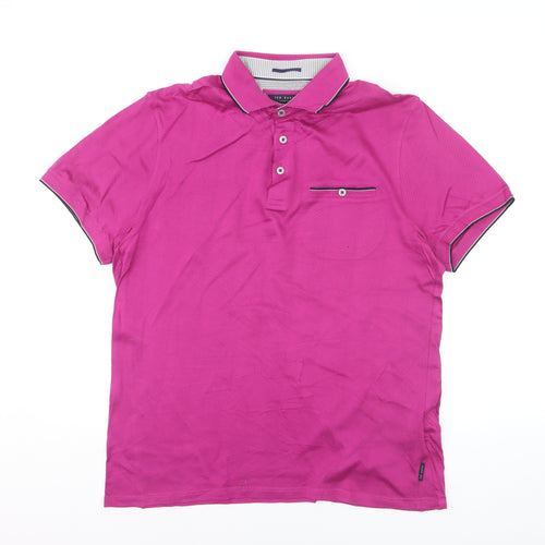 Ted Baker Men's Pink Cotton Polo Shirt Size L Short Sleeve