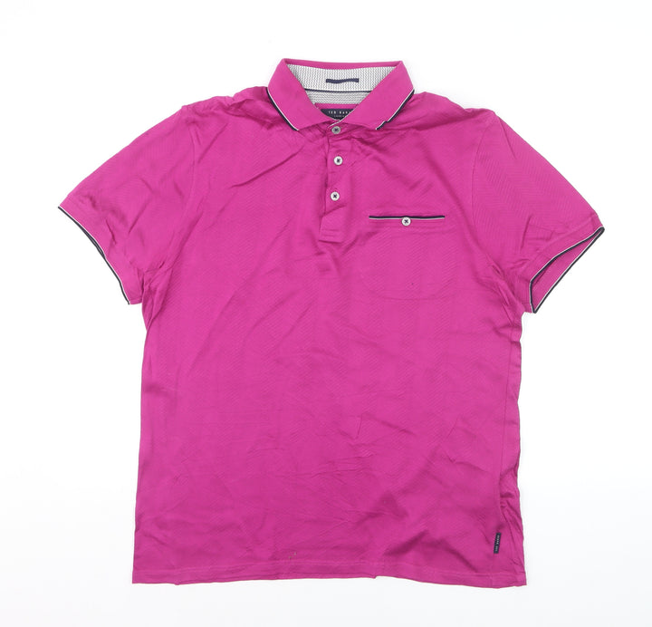 Ted Baker Men's Pink Cotton Polo Shirt Size L Short Sleeve