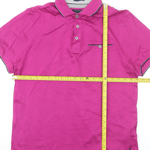 Ted Baker Men's Pink Cotton Polo Shirt Size L Short Sleeve