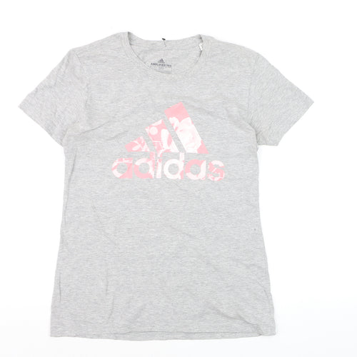 Adidas Womens Grey Amplifier Tee Short Sleeve T-Shirt Size S