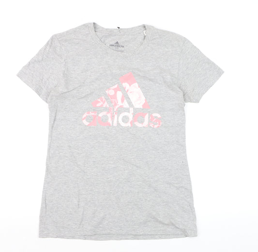 Adidas Womens Grey Amplifier Tee Short Sleeve T-Shirt Size S