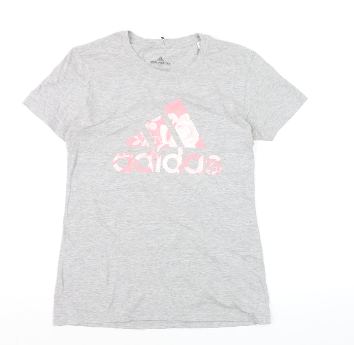 Adidas Womens Grey Amplifier Tee Short Sleeve T-Shirt Size S