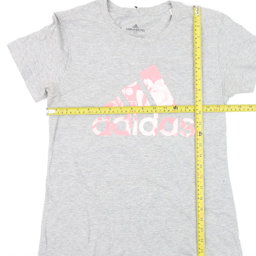 Adidas Womens Grey Amplifier Tee Short Sleeve T-Shirt Size S