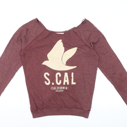 SoulCal & Co Womens Burgundy Pullover Sweatshirt Size 12 Graphic Print