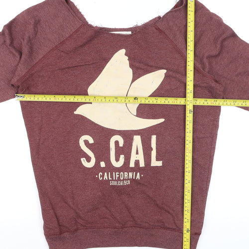 SoulCal & Co Womens Burgundy Pullover Sweatshirt Size 12 Graphic Print