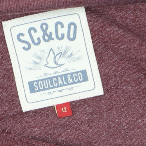 SoulCal & Co Womens Burgundy Pullover Sweatshirt Size 12 Graphic Print