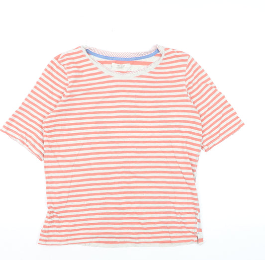 White Stuff Womens Pink Striped Cotton T-Shirt UK 10 Short Sleeve