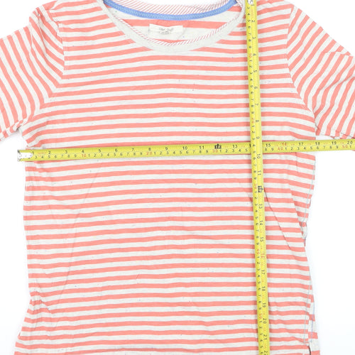 White Stuff Womens Pink Striped Cotton T-Shirt UK 10 Short Sleeve