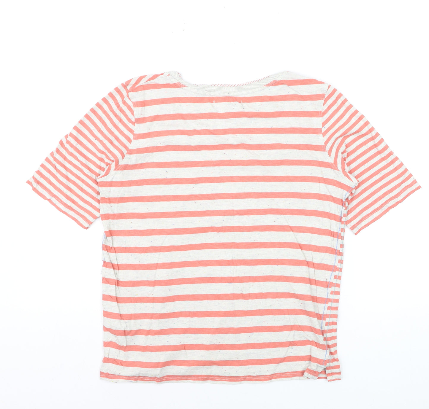 White Stuff Womens Pink Striped Cotton T-Shirt UK 10 Short Sleeve