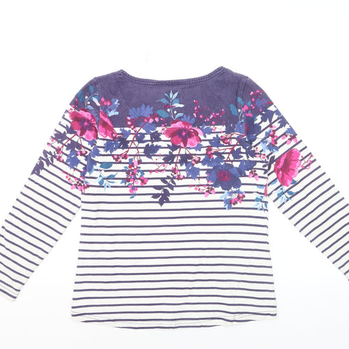 Joules Women's Multicoloured Floral Stripe Long Sleeve Cotton T-Shirt UK 10