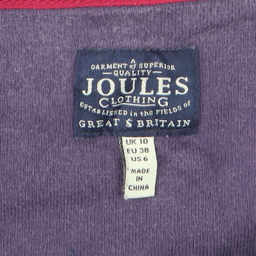 Joules Women's Multicoloured Floral Stripe Long Sleeve Cotton T-Shirt UK 10