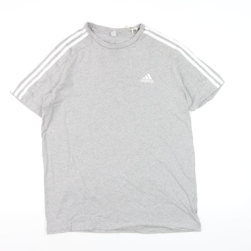 Adidas Men’s Grey Short Sleeve Crew Neck Regular Fit Sports T-Shirt M