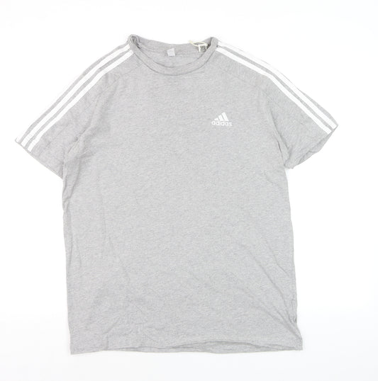 Adidas Men’s Grey Short Sleeve Crew Neck Regular Fit Sports T-Shirt M