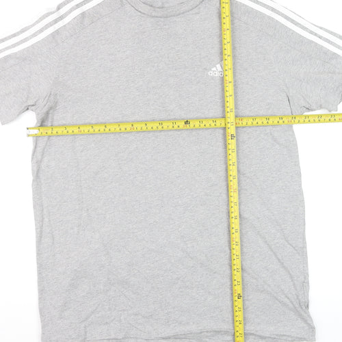 Adidas Men’s Grey Short Sleeve Crew Neck Regular Fit Sports T-Shirt M