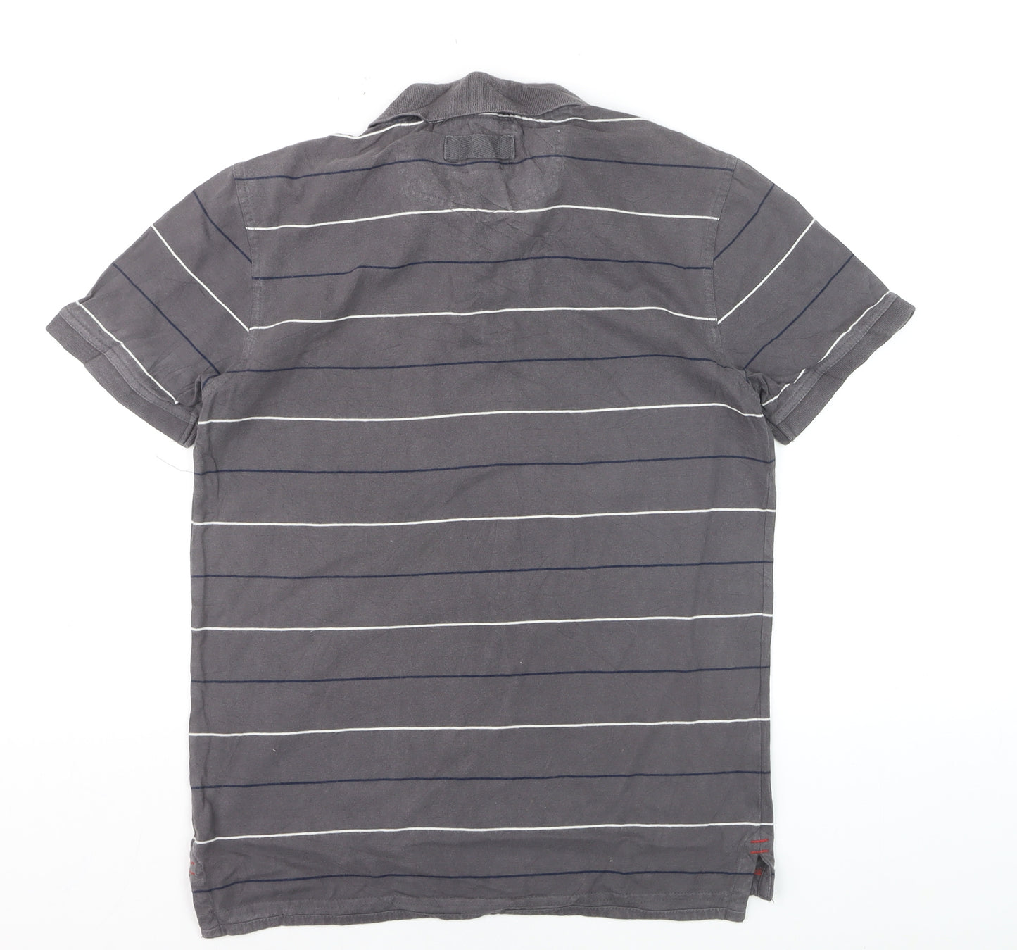 FatFace Men’s Grey Striped Polo Shirt Small Cotton Classic Fit