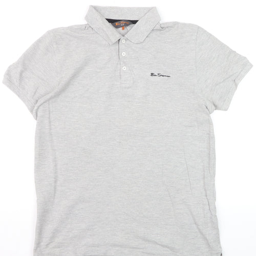 Ben Sherman Men's Grey Heritage Short Sleeve Cotton Polo Shirt M