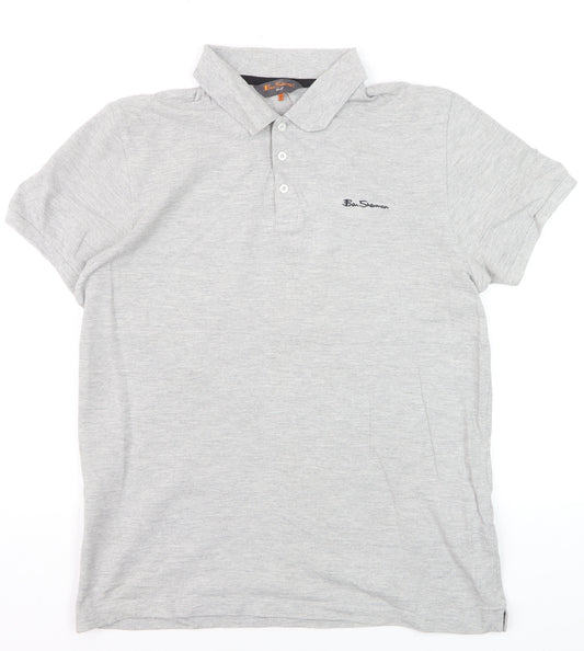Ben Sherman Men's Grey Heritage Short Sleeve Cotton Polo Shirt M