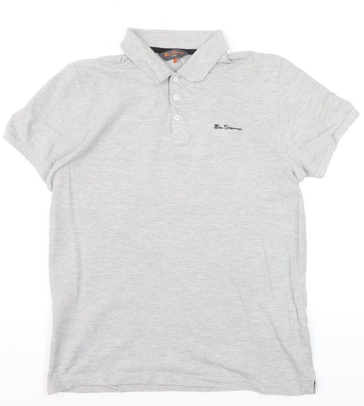 Ben Sherman Men's Grey Heritage Short Sleeve Cotton Polo Shirt M