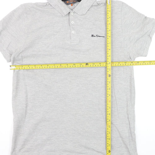 Ben Sherman Men's Grey Heritage Short Sleeve Cotton Polo Shirt M
