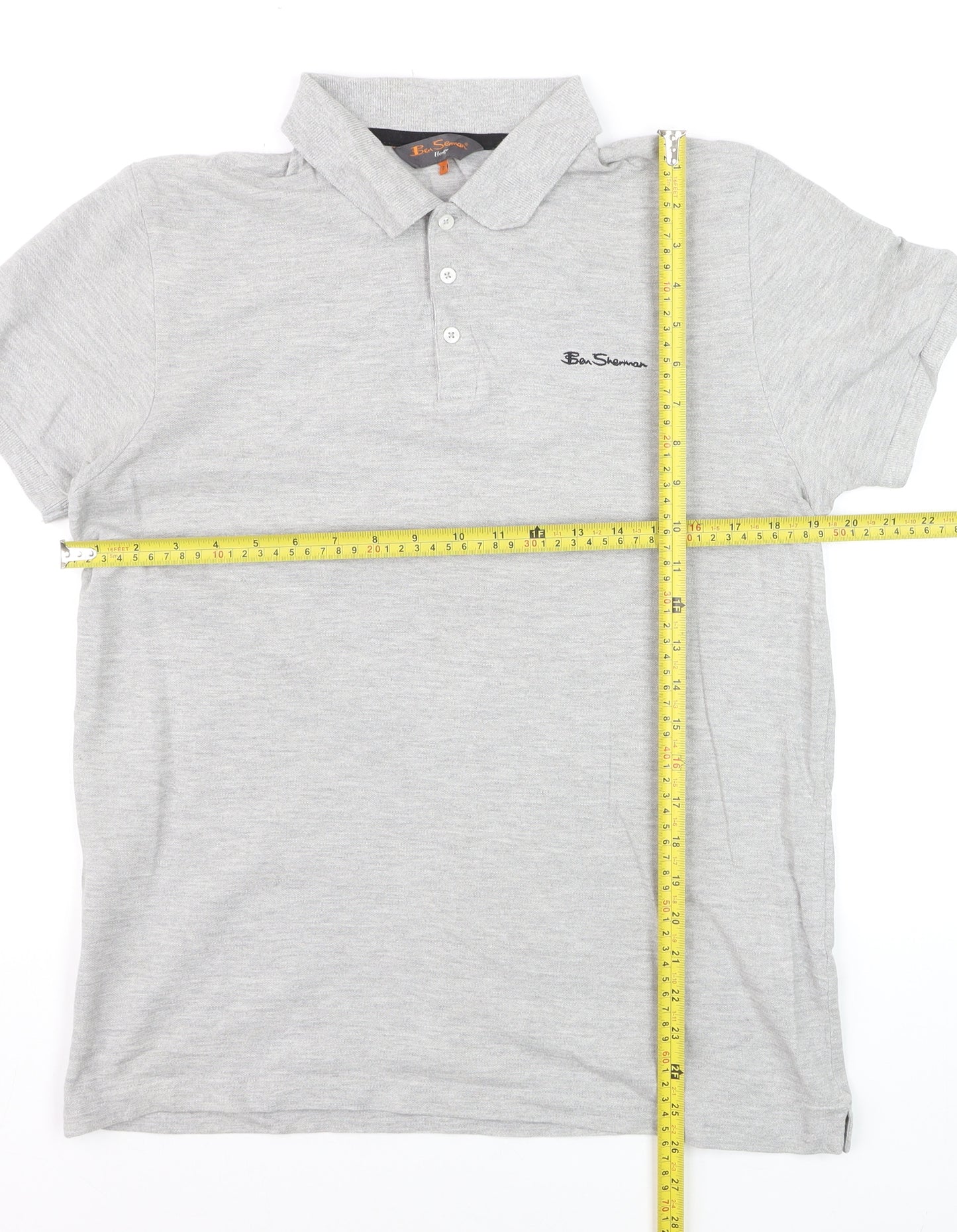 Ben Sherman Men's Grey Heritage Short Sleeve Cotton Polo Shirt M