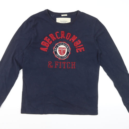 Abercrombie & Fitch Men’s Blue Long Sleeve Graphic Cotton Top L