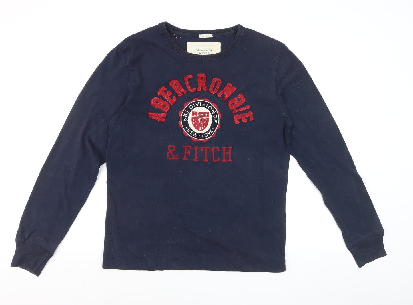 Abercrombie & Fitch Men’s Blue Long Sleeve Graphic Cotton Top L