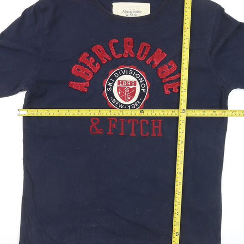 Abercrombie & Fitch Men’s Blue Long Sleeve Graphic Cotton Top L