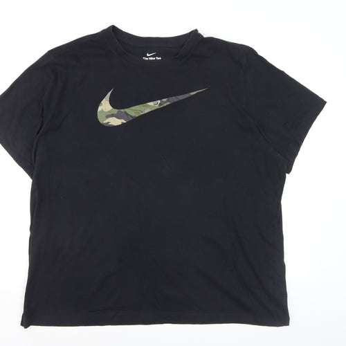 Nike Mens Black 2XL Sports Dri-Fit Camouflage Logo T-Shirt