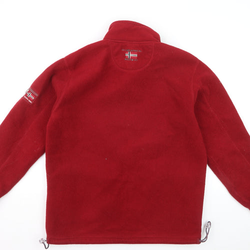 Geographical Norway Men's Red Full Zip Fleece Sweatshirt Size M