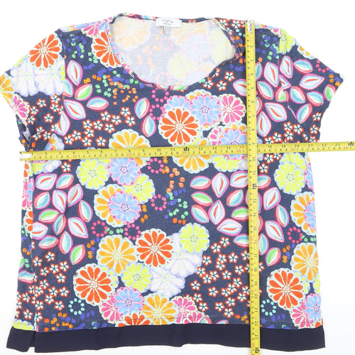 Tinta Style Women’s Multicoloured Floral Jersey Blouse Size 18