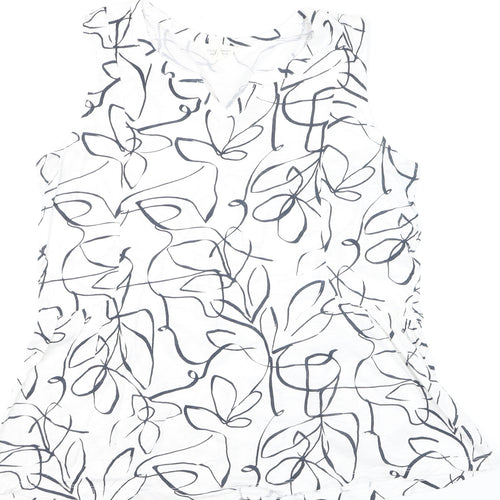 Seasalt Cornwall Women’s White Floral Cotton Sleeveless Tank Top L