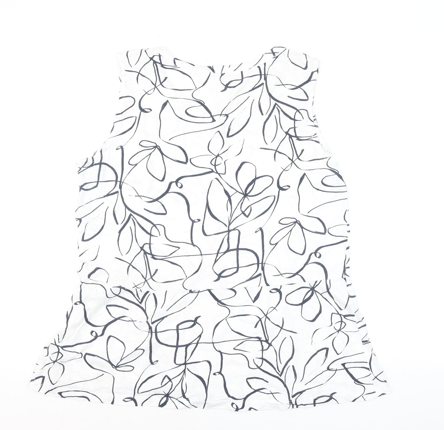 Seasalt Cornwall Women’s White Floral Cotton Sleeveless Tank Top L