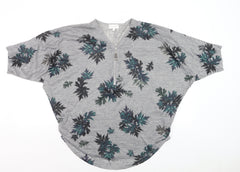 Apricot Women’s Grey Floral Zip Tunic Blouse S Relaxed Fit