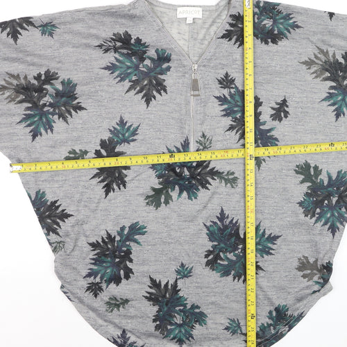 Apricot Women’s Grey Floral Zip Tunic Blouse S Relaxed Fit