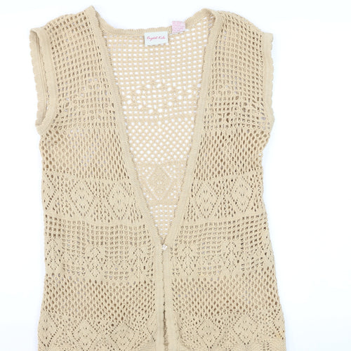 Crystal-Kobe Women’s Beige Crochet Cotton Bohemian Sleeveless Blouse M