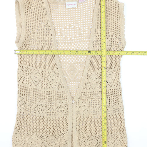 Crystal-Kobe Women’s Beige Crochet Cotton Bohemian Sleeveless Blouse M