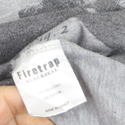 Firetrap Men's Grey Skull Print Crew Neck T-Shirt Size L