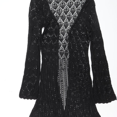 Uniform John Paul Richard Black Crochet Knit Cardigan Women M