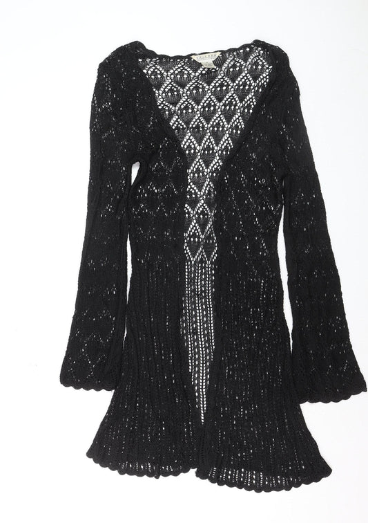 Uniform John Paul Richard Black Crochet Knit Cardigan Women M
